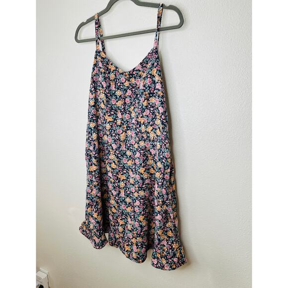 Old Navy Blue Multi Color Floral V-Neck Smocked Back Summer Dress XL - Picture 3 of 13